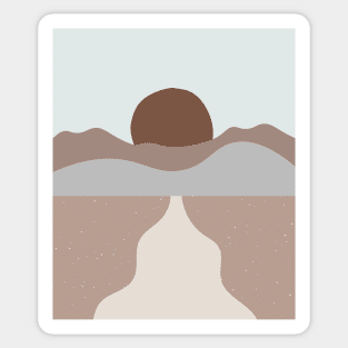 Boho Abstract Art Landscape Sunset Mountains Design Sticker